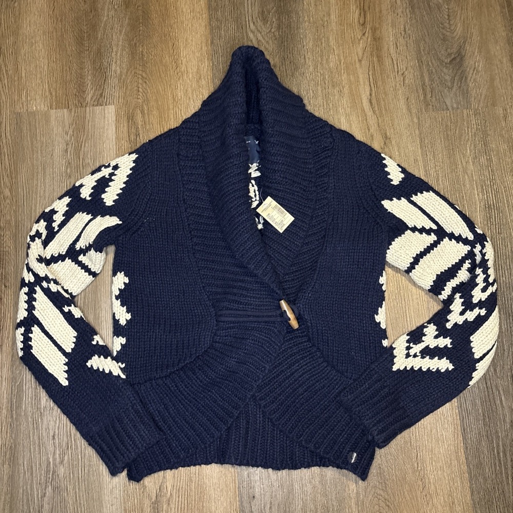 American Eagle Chunky Cardigan Women's Large‎ Shawl Collar Snowflake Vintage Y2K